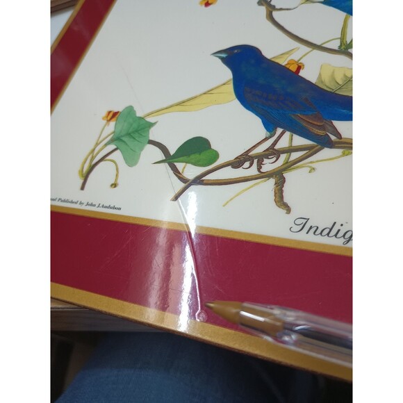 pimpernel placemats set 4 Audubon Birds Red Cardinal Indigo Grosbeak Cork Havell - Picture 7 of 10